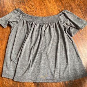 grey off the shoulder crop